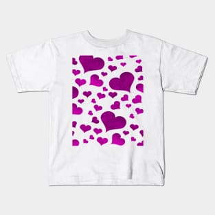 Valentine Purple Heart Pattern Kids T-Shirt